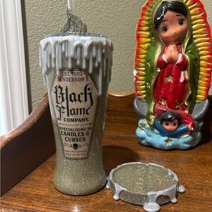 My black flame candle tumbler silver